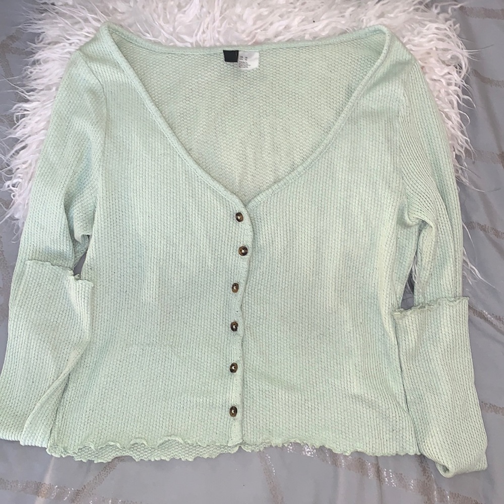 Light Green Cropped Cardigan